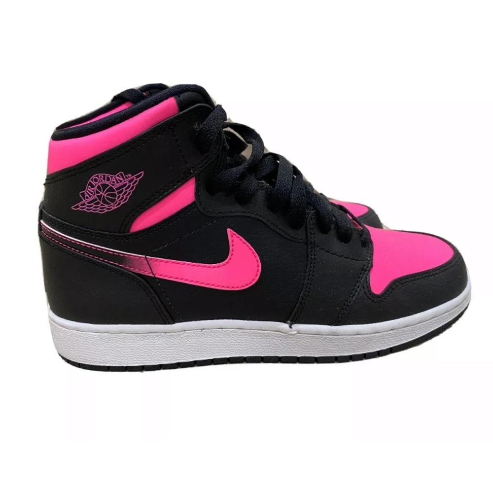 NIKE AIR JORDAN 1 RETRO SNEAKER HIGH GS BLACK HYPER PINK US 6Y NWOB